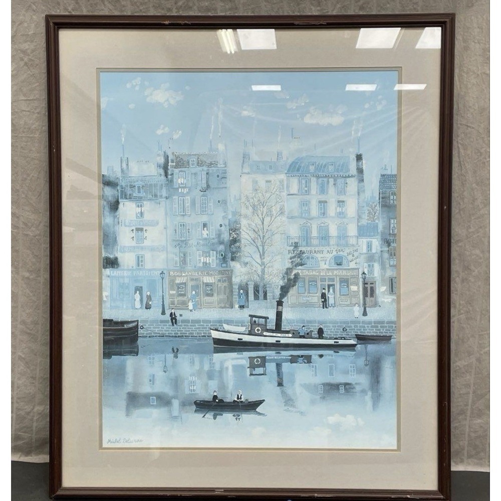 Michel Delacroix, Le Canal Print, Signed Framed